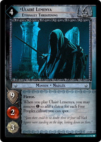 Ulaire Lemenya, Eternally Threatening (F)